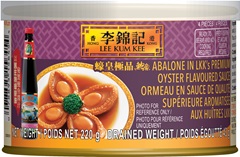 Ormeau en sauce de qualité supérieure aromatisée aux huîtres LKK, 220 g, Boîte de conserve.