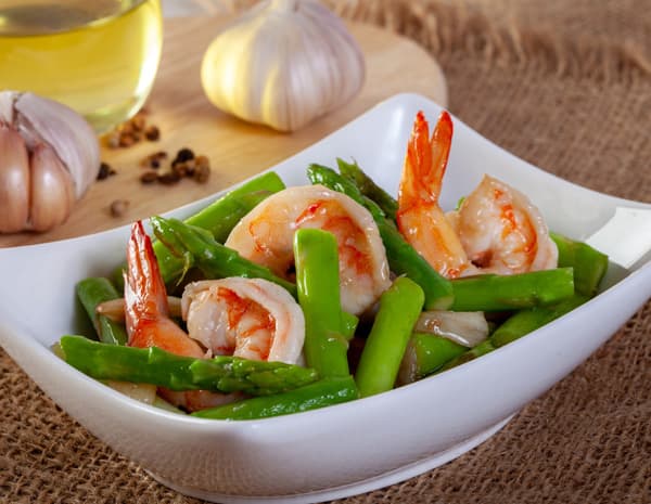 Prawns and Asparagus with Sweet and Sour Sauce
