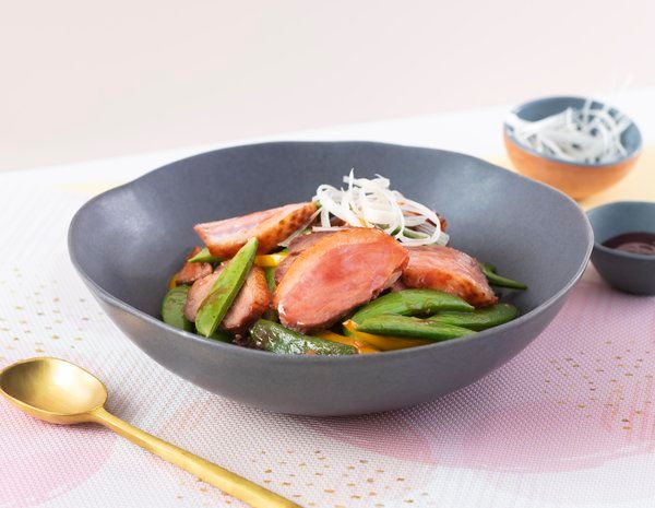 Stir-fried Duck Breast and Snow Pea in Char Siu Sauce