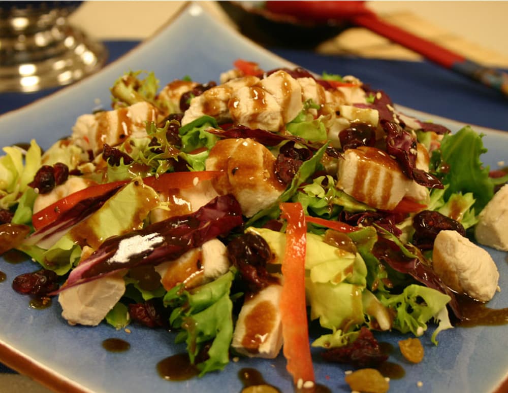 Recipe Mixed Green Salad with Poached Chicken and Hoisin Sauce
