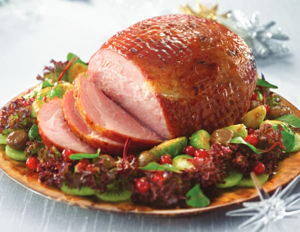 Baked Gammon in Plum Sauce, serves with Brussels in Oyster Sauce