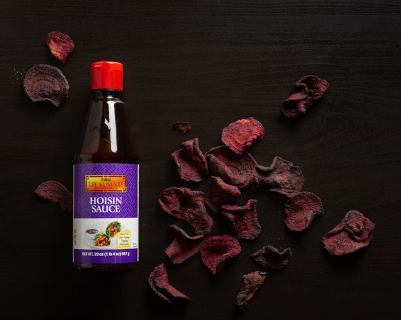 Recipe Baked Beet Chips with Hoisin Sauce