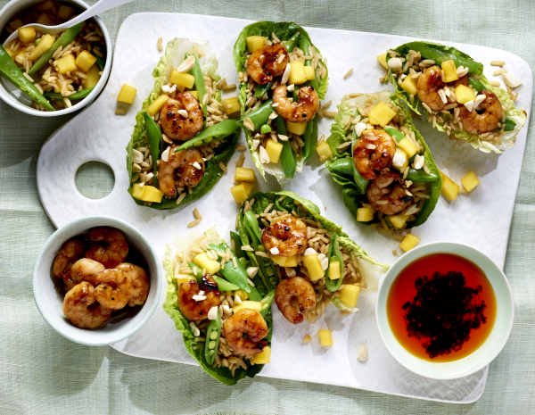 Recipe Char Siu Prawn Mango and Rice Lettuce Cups