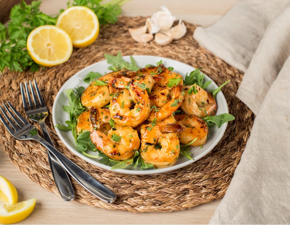 Pan Fried Shrimp with Mixed Herbs and Triple Citrus Sauce