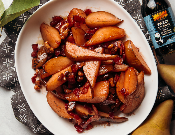 Recipe Sauteed Pears with Bacon & Candied Walnuts