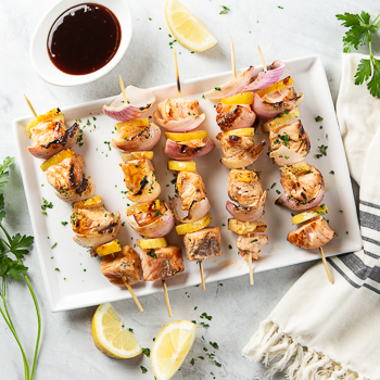Recipe Grilled Salmon Skewers with Plum Sauce S