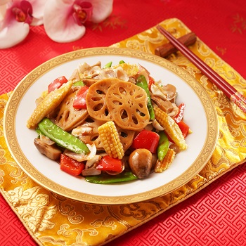 Stir-fried Lily Bulb and Lotus Root with Oyster Sauce
