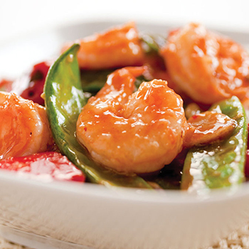 Recipe Stir-Fried Shrimp with Snow Peas and Red Bell Pepper
